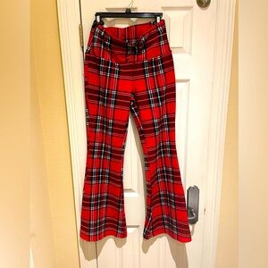 Plaid High Waist Flare Pants